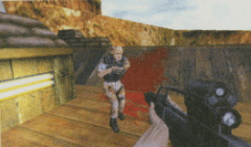 Screenshot of a player firing at another player in Firearms 1